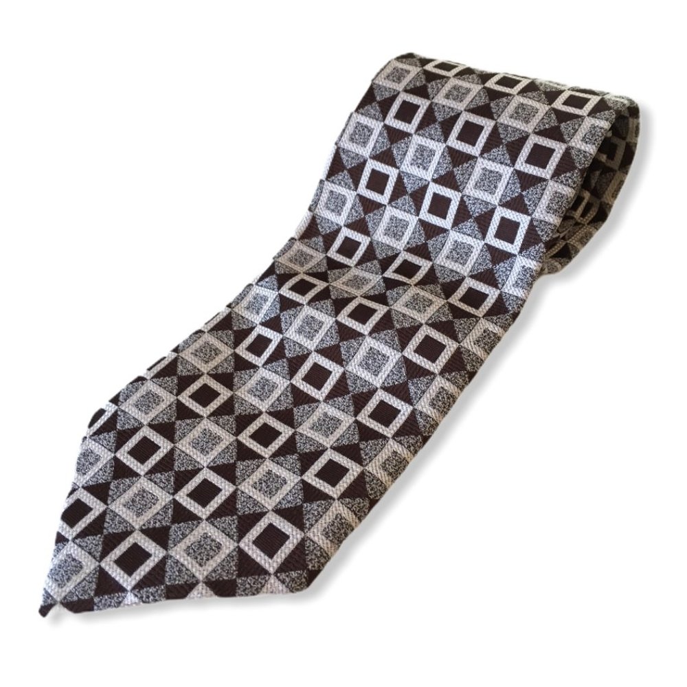 Mens Neck tie 100% Polyester brown cream